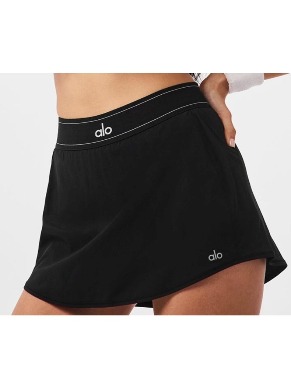 Alo Match Point Tennis Skirt Black Athletic Active Shorts Sports Mini Skort XS